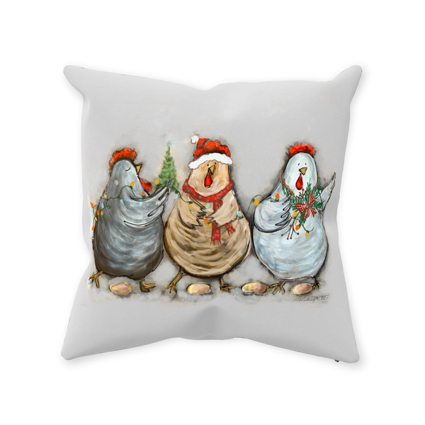 Rustic Christmas Chickens by Rebeca Flott Arts