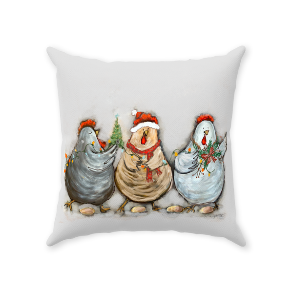Rustic Christmas Chickens by Rebeca Flott Arts