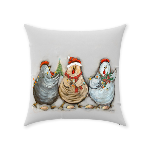 Rustic Christmas Chickens by Rebeca Flott Arts