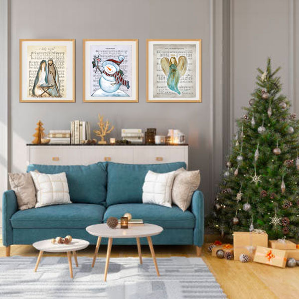 Nativity - holy family with O holy night music - Print