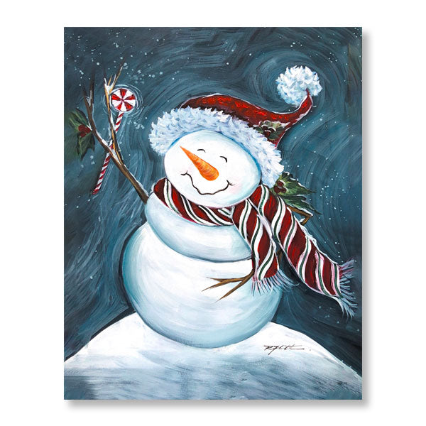 Blue Christmas Snowman  - Print