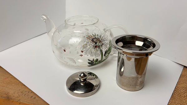 Tea pot , hand painted glass , stove safe ! 1000 ml