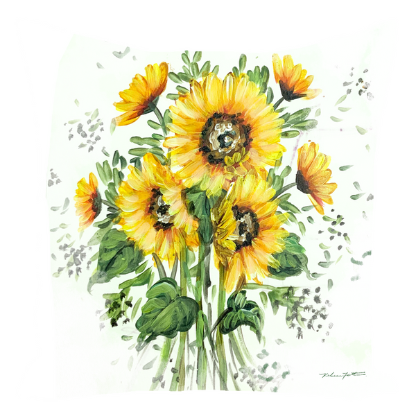hey there my sunflower pillow by Rebeca Flott Arts