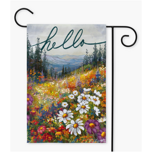 Hello Mountains, A garden flag for the ones who lives close to the mountains , Yard signed