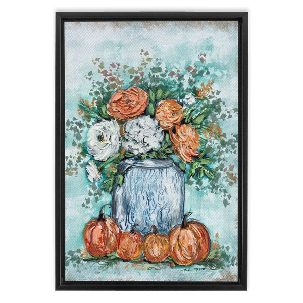 Enchanting Fall Framed Wrap Canvas - Handcrafted by Rebeca Flott Arts | 12x18 inches | Seasonal Home Decor | Autumn Artwork | Vibrant Colors of Fall