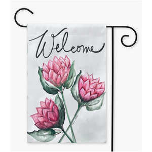 Beautiful garden flag design by Rebeca Flott arts