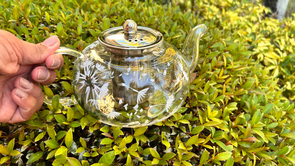 Tea pot , hand painted glass , stove safe ! 1000 ml