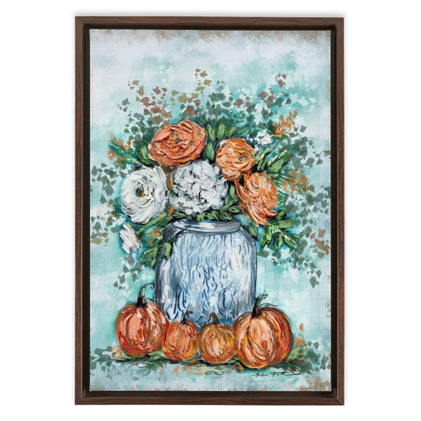 Enchanting Fall Framed Wrap Canvas - Handcrafted by Rebeca Flott Arts | 12x18 inches | Seasonal Home Decor | Autumn Artwork | Vibrant Colors of Fall