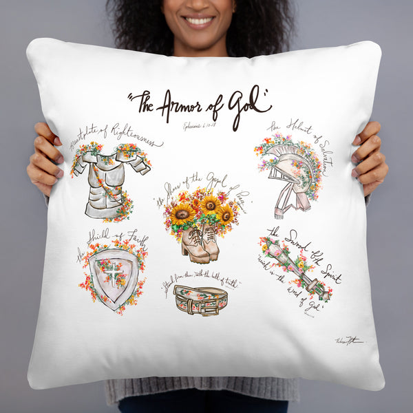 The Armor of God Pillow -wildflowers prepare to be cover, inspirational accessory,remember your promises