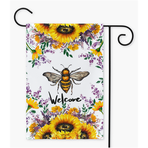 Welcome Bees Garden Flags, Yard Flag, Bees and Sunflowers, Country Style