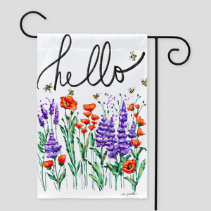 Hello Wildflowers and Bees Yard Flags, Springtime Garden flags collections