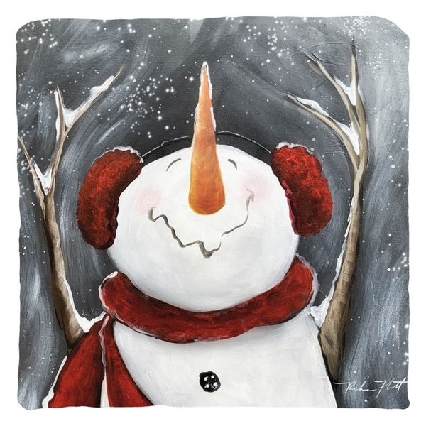 hey There Snowman Pillow by Rebeca Flott