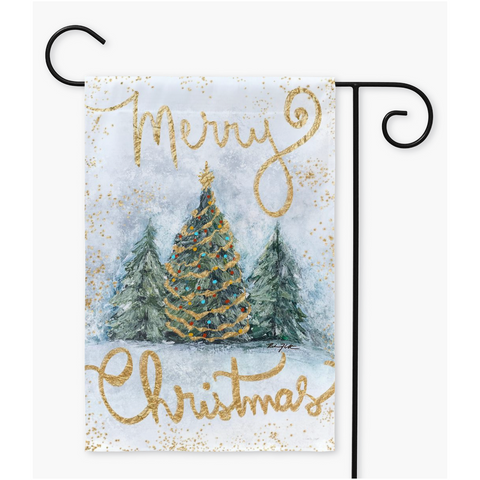 Merry Christmas Garden Flag by Rebeca Flott Arts