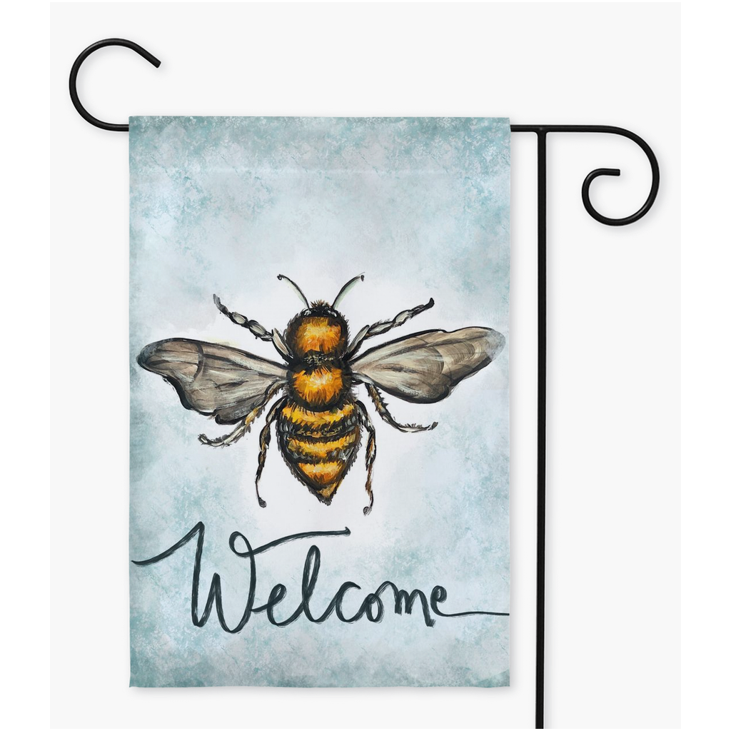 Garden Flag Welcome bees! by Rebeca Flott Arts