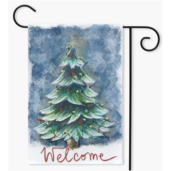 Oh Christmas tree Welcome Garden Flag by Rebeca flott Arts