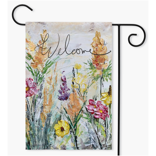 Yard flag  "Bring Nature to Your Garden with this 12X18 Wildflowers Garden Flag with Textured Finish - Durable and Weather-Resistant Decoration for Your Outdoor Space!"
