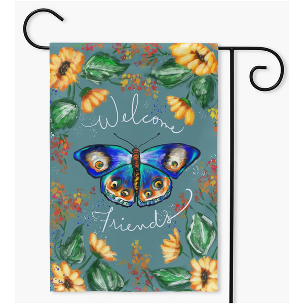 Welcome Friends,Bring Your Garden to Life with Eye-Catching Butterfly and Flower Flags,Yard Flags
