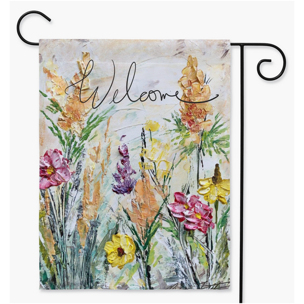 Yard flag  "Bring Nature to Your Garden with this 12X18 Wildflowers Garden Flag with Textured Finish - Durable and Weather-Resistant Decoration for Your Outdoor Space!"