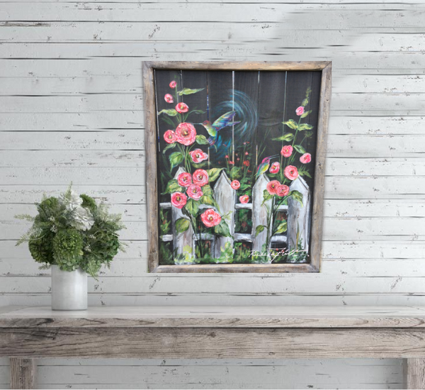 Hummingbird love, Window screen art, Garden Art