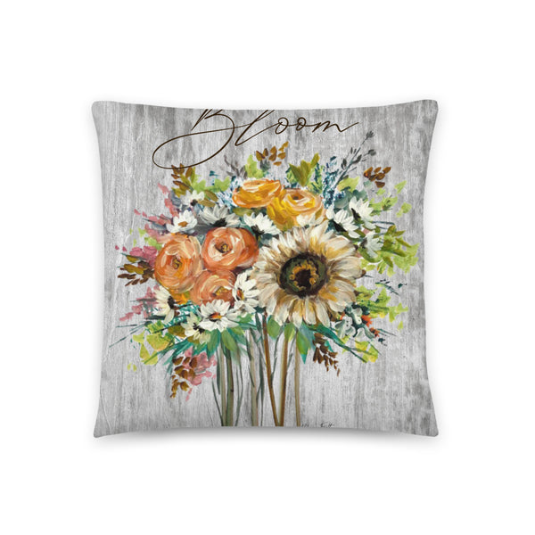 Bloom where you are planted, Pillow by Rebeca Flott Arts