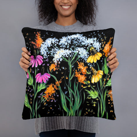 Wildflowers Pillow Rebeca Flott Arts