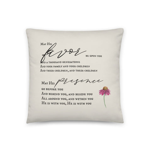 May His Favor Pillow by Rebeca Flott Arts