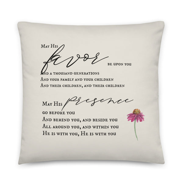 May His Favor Pillow by Rebeca Flott Arts
