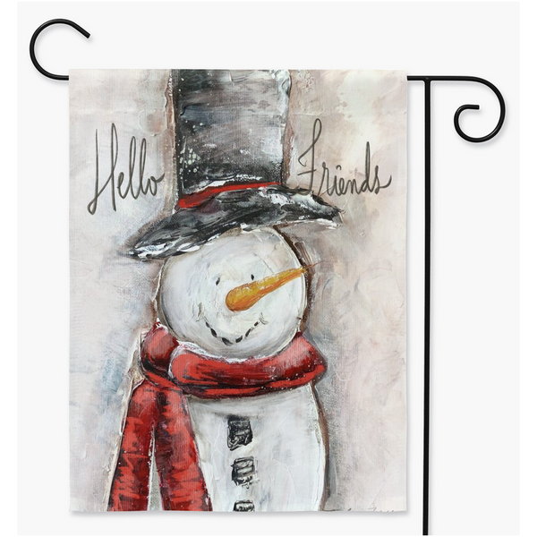 Hello Winter Friends Yard Flag by Rebeca Flott Arts