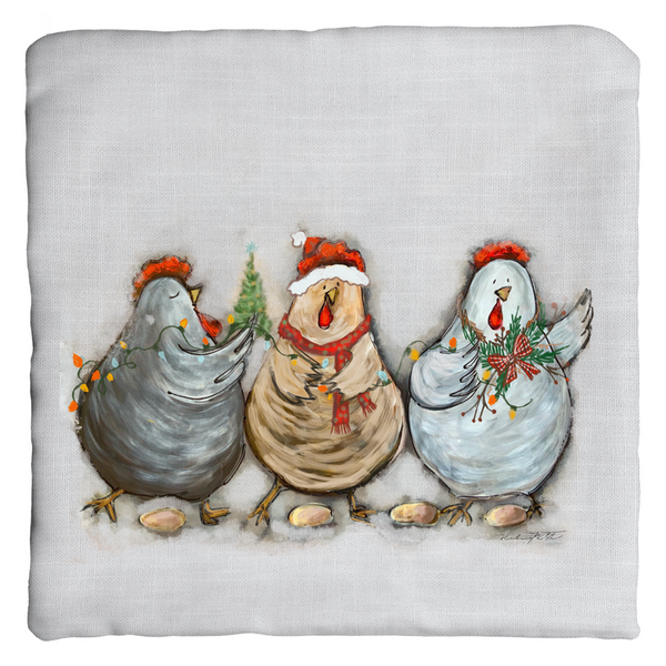 Rustic Christmas Chickens by Rebeca Flott Arts