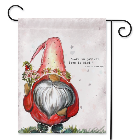 Love is Patient,Love is kind Love Lives Here,garden flag | Valentines Day, Gnome