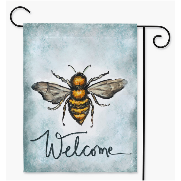 Garden Flag Welcome bees! by Rebeca Flott Arts