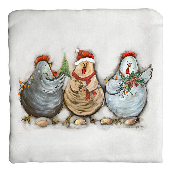 Rustic Christmas Chickens by Rebeca Flott Arts