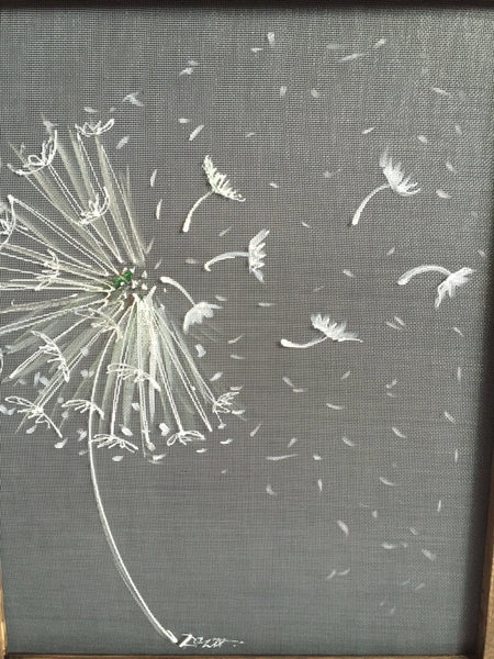 Dandelion ,Make a wish,hand painted,window screen art