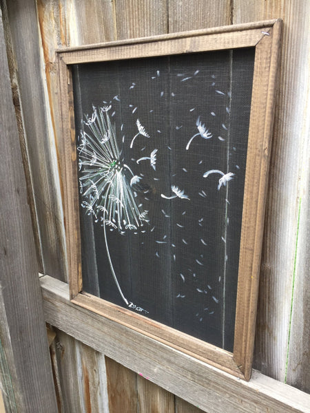 Dandelion ,Make a wish,hand painted,window screen art