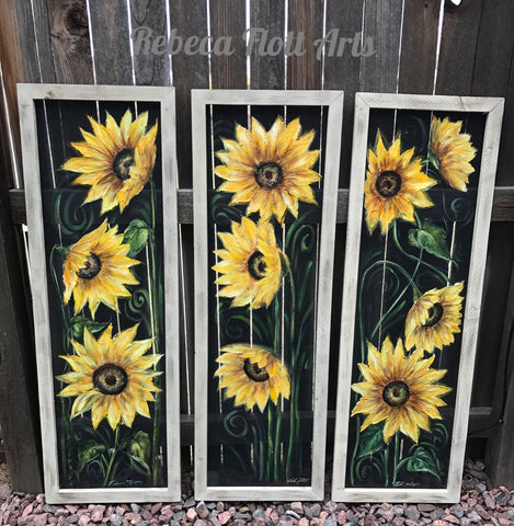 Set of 3 sunflowers, huge  sunflowers
