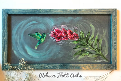 Hummingbird Painting wall ,hand painted hummingbird,window screen art,porch decor,spring decor,outdoor decor
