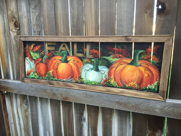 Pumpkins lined up - Fall art