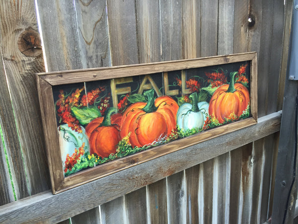 Pumpkins lined up - Fall art