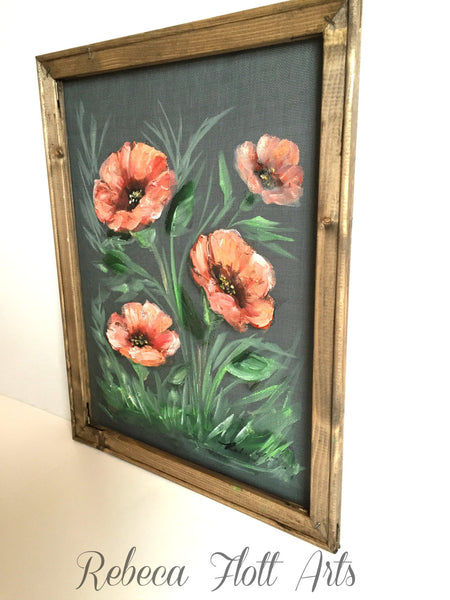 Coral Poppies flowers,Indoor and outdoor art, wall art ,wall decor, floral