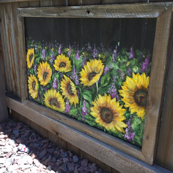 Sunflower Field,palled wood frame, recycled,upscycled,