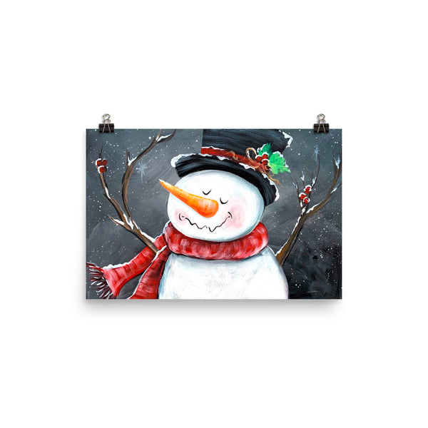Happy Snowman Friend, Print Original Art by Rebeca Flott Arts