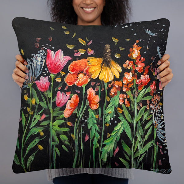 Wildflower Pillow Case by  Rebeca Flott Arts