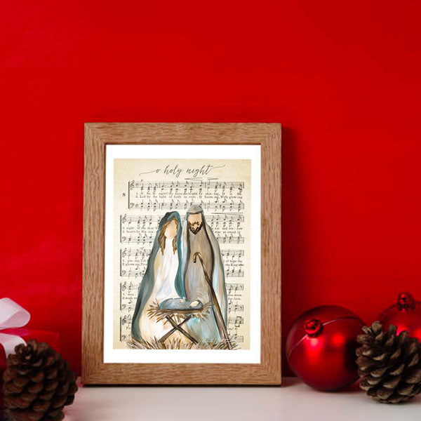 Nativity - holy family with O holy night music - Print